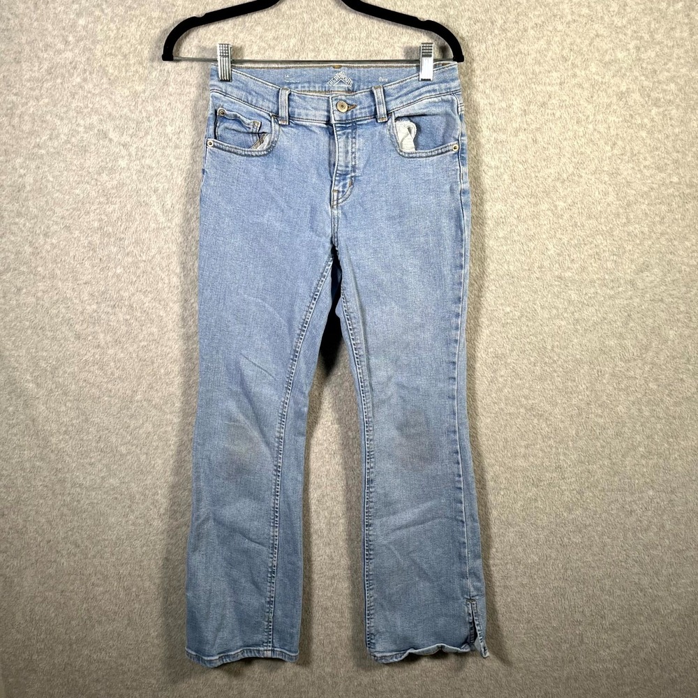 Thereabouts Flare Jeans Womens 14 Blue Denim Cotton Ankle Slit Medium Wash‎